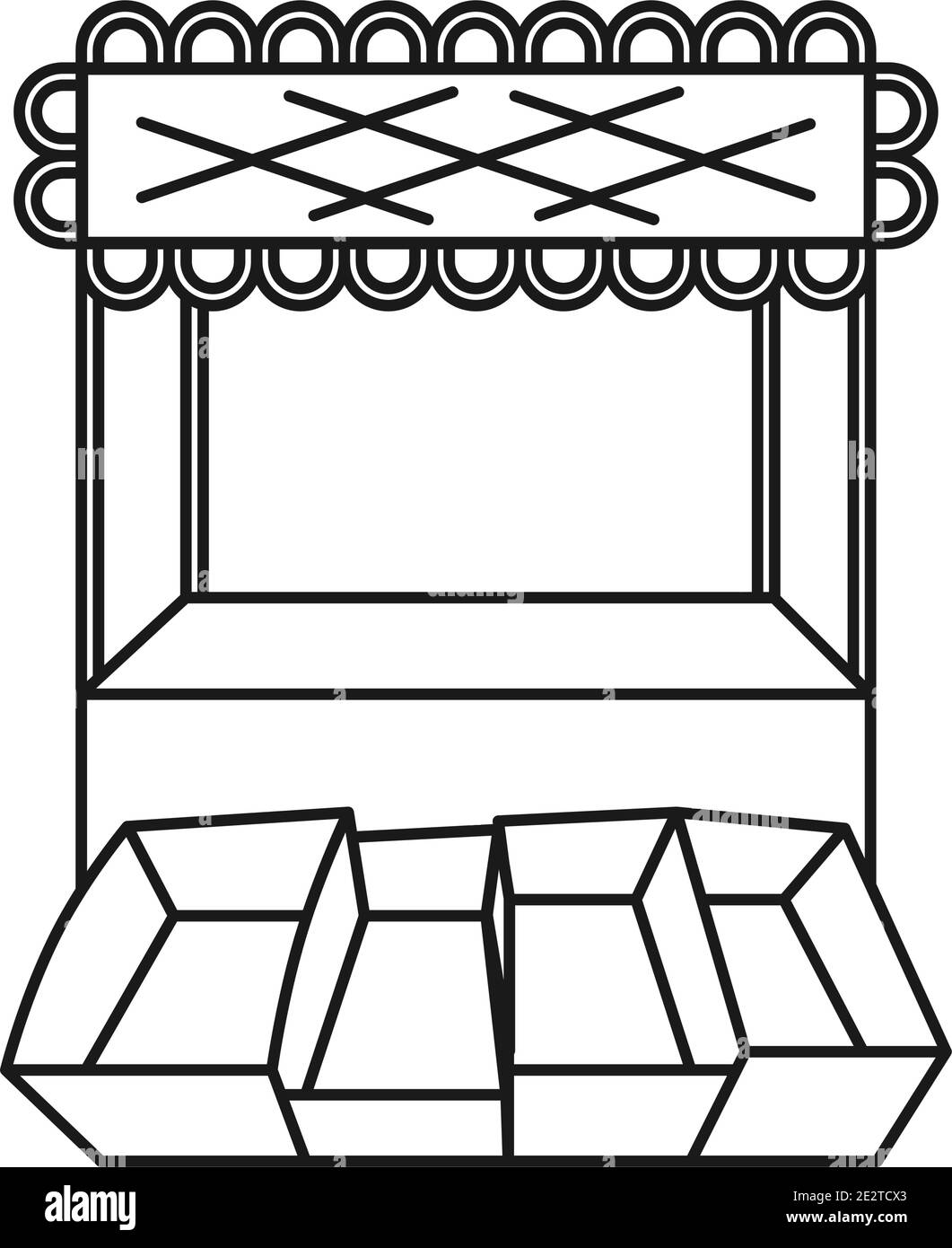 Coffret cadeau noir et blanc pour les dessins au trait. Modèle de boutique Emply pour vendre vos marchandises. Illustration vectorielle pour affiche, site, carte-cadeau ou livre de coloriage decorati Illustration de Vecteur