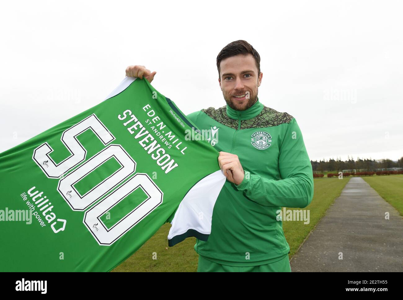 Tranent, Ormiston, East Lothian.Scotland. Royaume-Uni .15 janvier 21 Hibernian Lewis Stevenson, a convenu d'une prolongation de contrat qui le fera jusqu'à l'été 2022.il arrive dans la semaine que la légende des clubs modernes a enregistré sa 500e apparition pour les Hibees. Crédit : eric mccowat/Alay Live News Banque D'Images