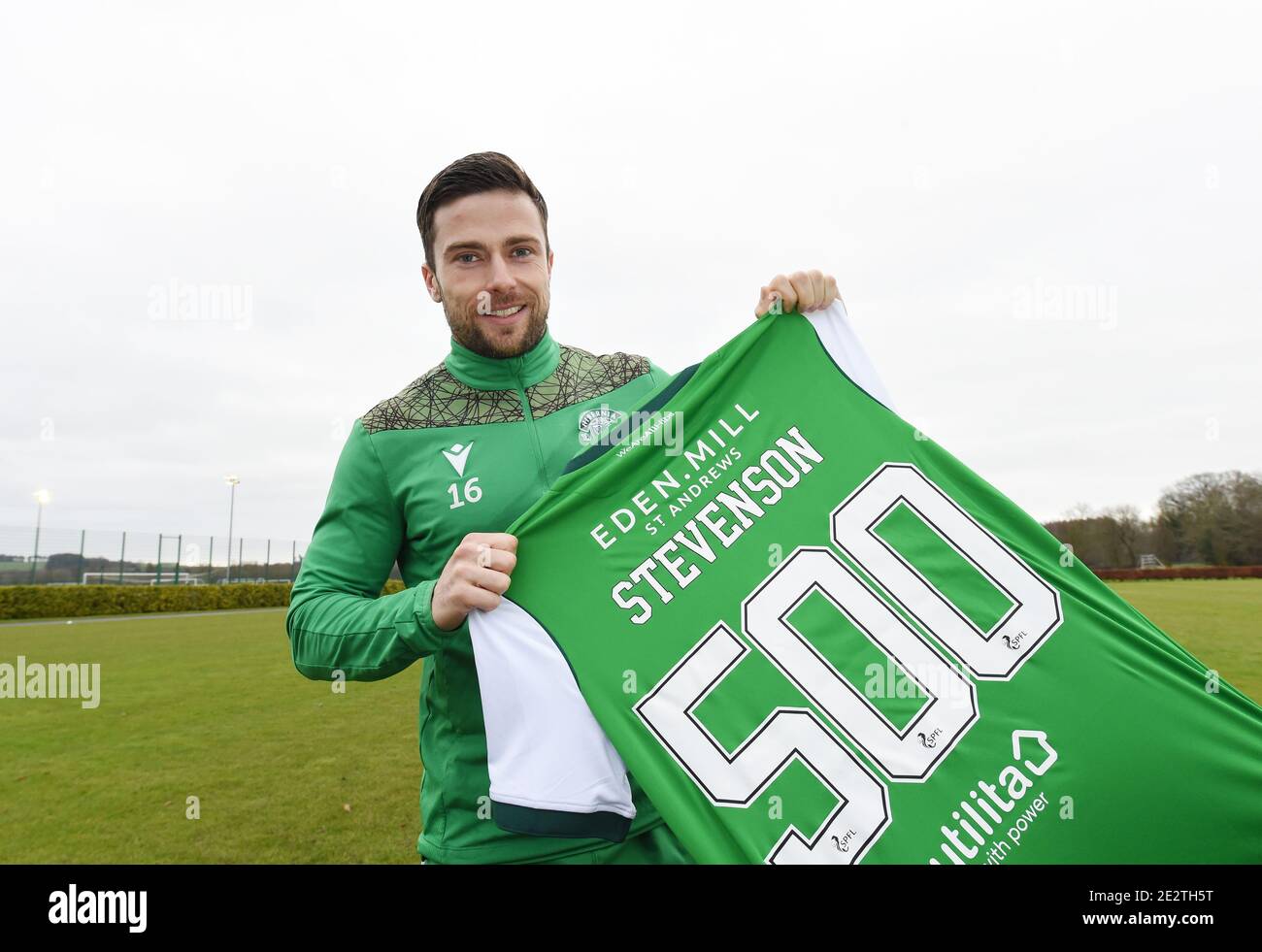 Tranent, Ormiston, East Lothian.Scotland. Royaume-Uni .15 janvier 21 Hibernian Lewis Stevenson, a convenu d'une prolongation de contrat qui le fera jusqu'à l'été 2022.il arrive dans la semaine que la légende des clubs modernes a enregistré sa 500e apparition pour les Hibees. Crédit : eric mccowat/Alay Live News Banque D'Images