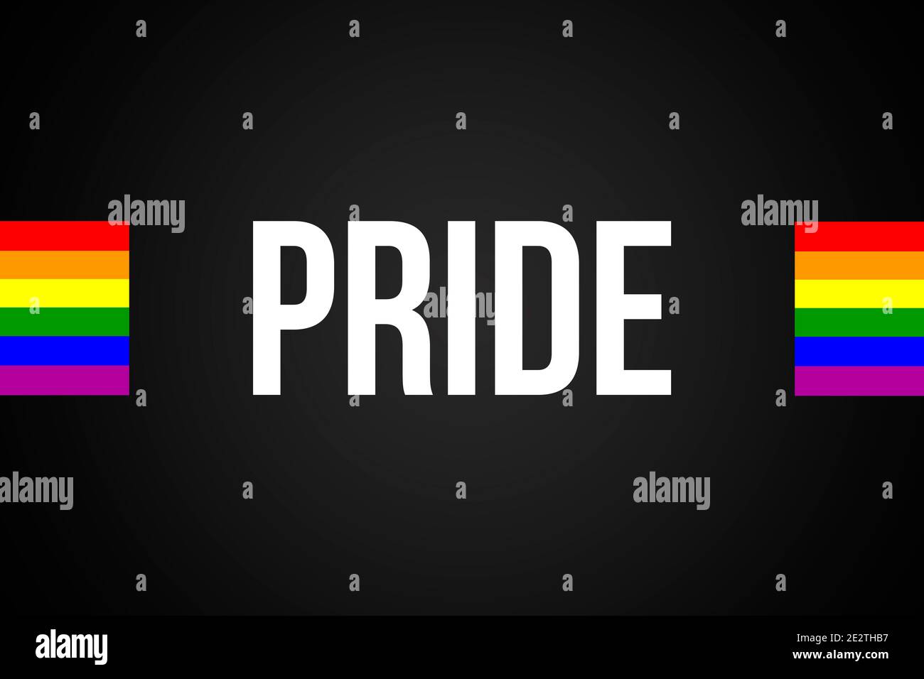 Concept de symbole de communauté gay Pride. Lettres et drapeau arc-en-ciel multicolore. Original coloré LGBTQI . Banque D'Images