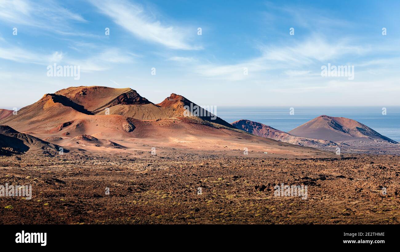 Pittoresque Timanfaya, Lanzarote. Paysage volcanique des îles Canaries Banque D'Images