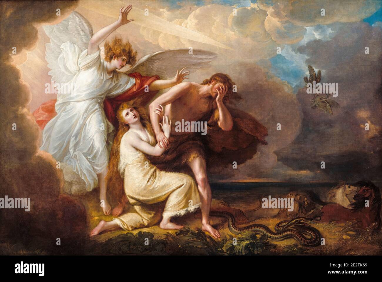 L'expulsion d'Adam et Eve du Paradis, peinture de Benjamin West, 1791 Banque D'Images
