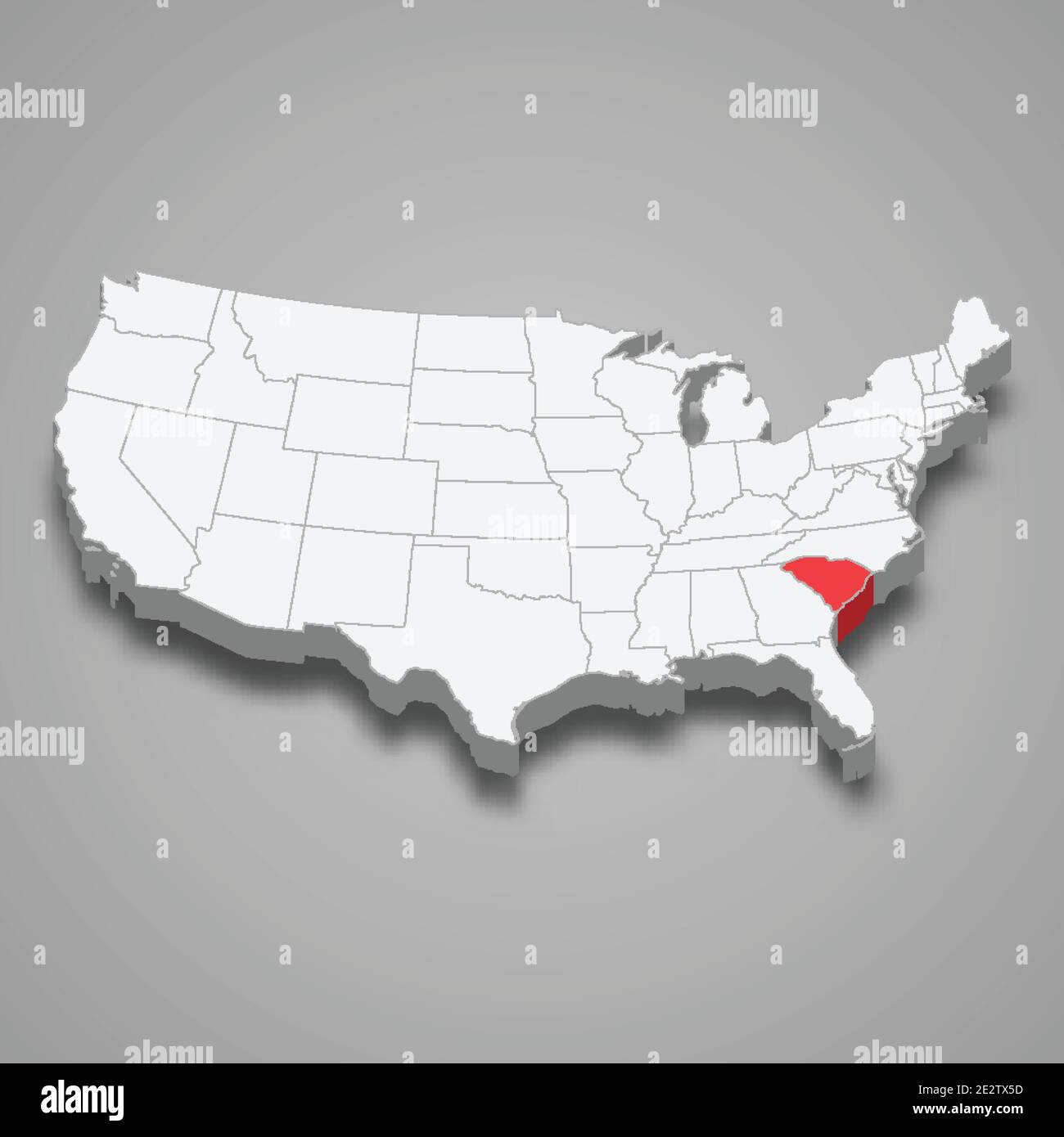 Emplacement de l'État de Caroline du Sud dans la carte isométrique 3d des États-Unis Illustration de Vecteur