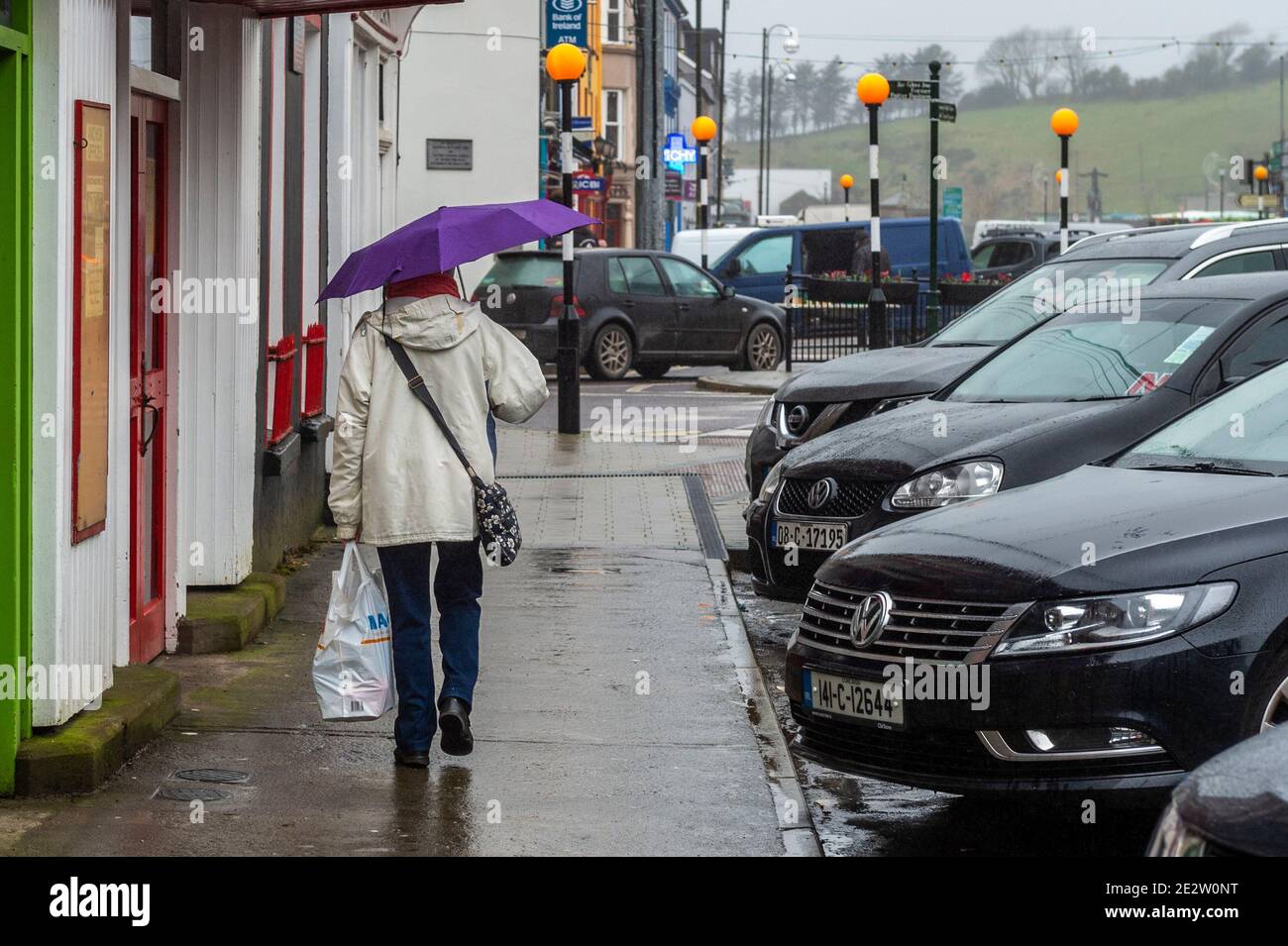 Bantry, West Cork, Irlande. 15 janvier 2021. Met Éireann a mis en garde ce soir contre d'éventuelles inondations localisées dues à la pluie d'aujourd'hui qui se développait en averses plus lourdes ce soir. La région de Cork devrait rester sèche demain. Crédit : AG News/Alay Live News Banque D'Images