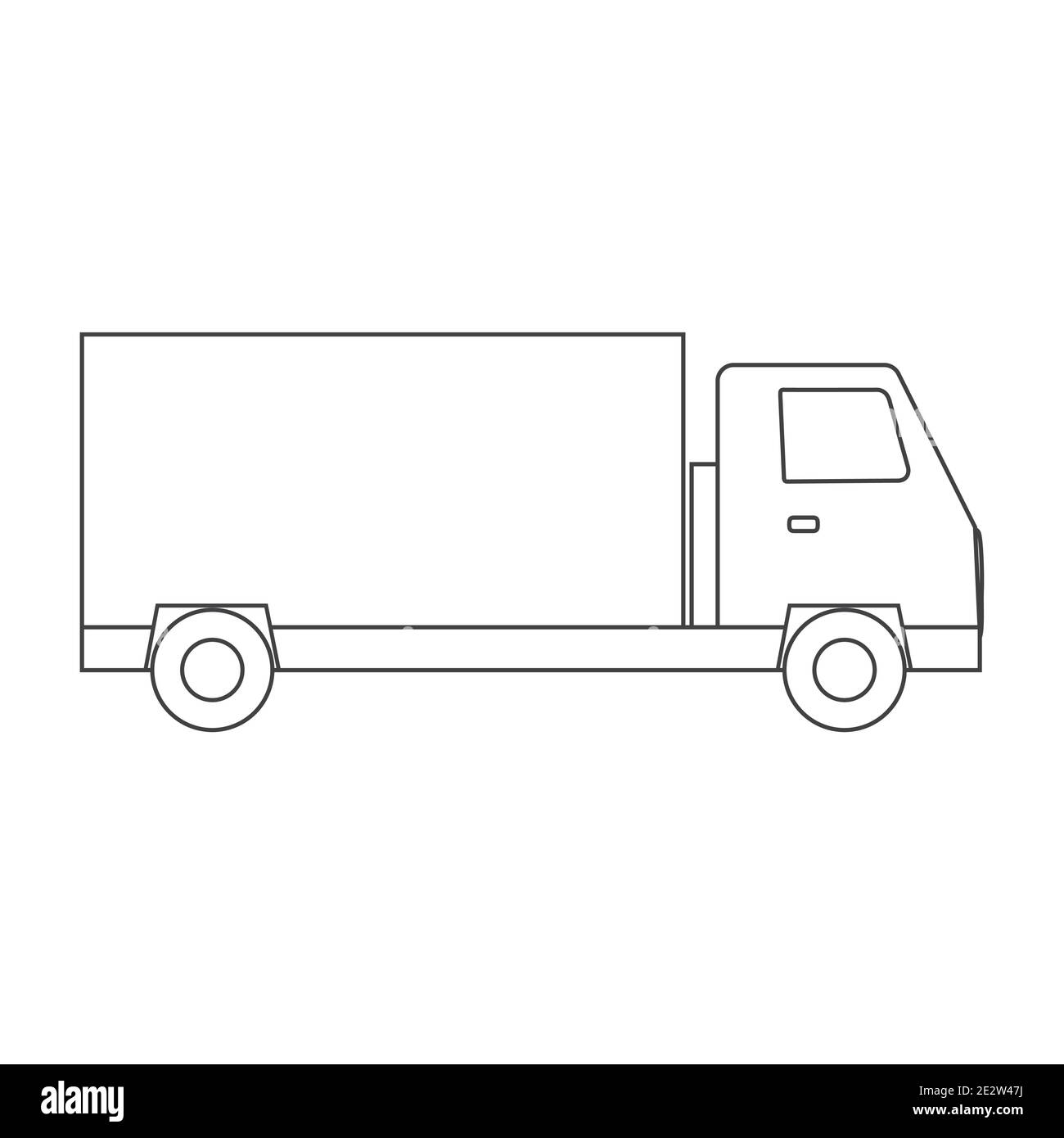 Livraison du chargement. Camion de transport. Illustration vectorielle dessinée à la main sur fond blanc. Illustration de Vecteur