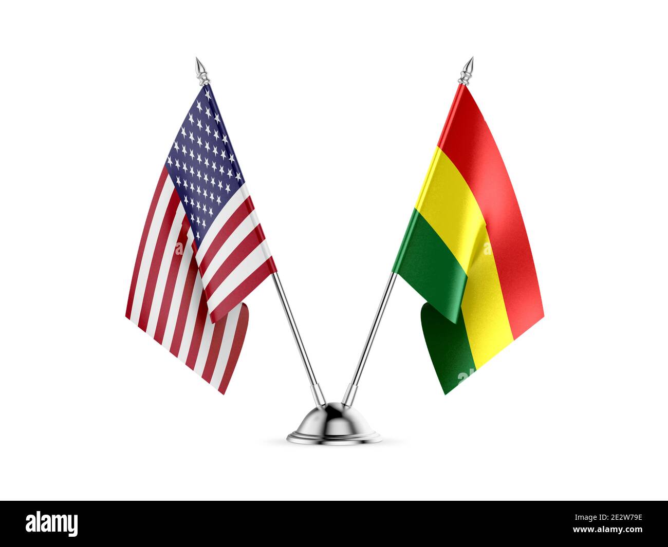 24 drapeaux, United States America et la Bolivie, isolé sur fond blanc. Image 3D Banque D'Images