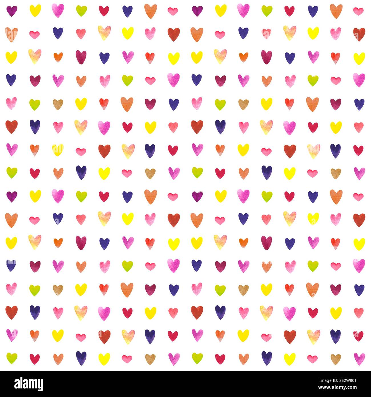 Motif aquarelle coloré. Cœurs. Saint-Valentin. Je t'aime Banque D'Images