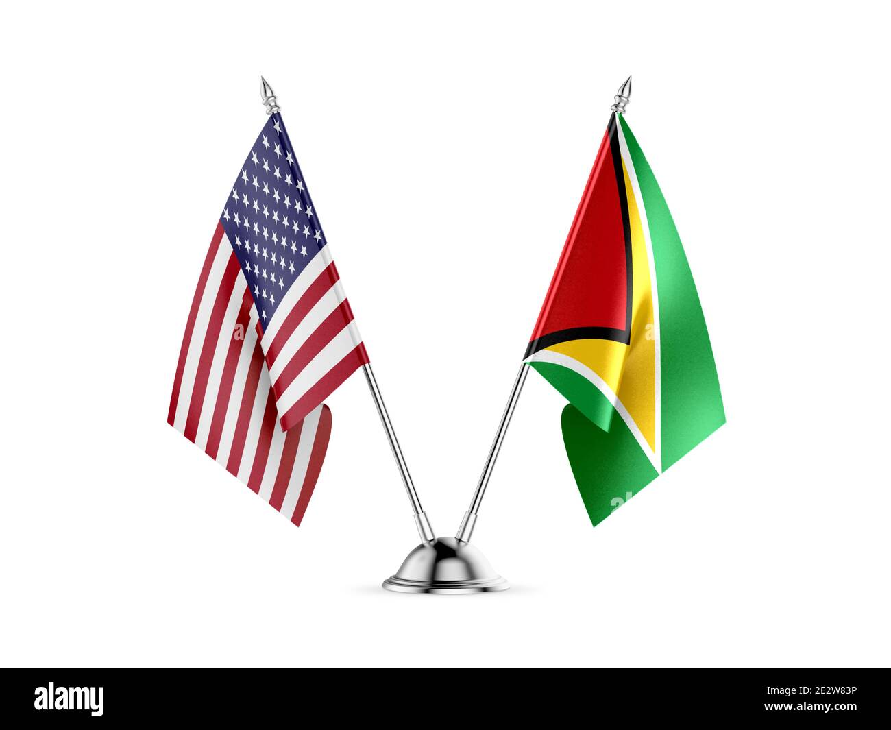 24 drapeaux, United States America et le Guyana, isolé sur fond blanc. Image 3D Banque D'Images