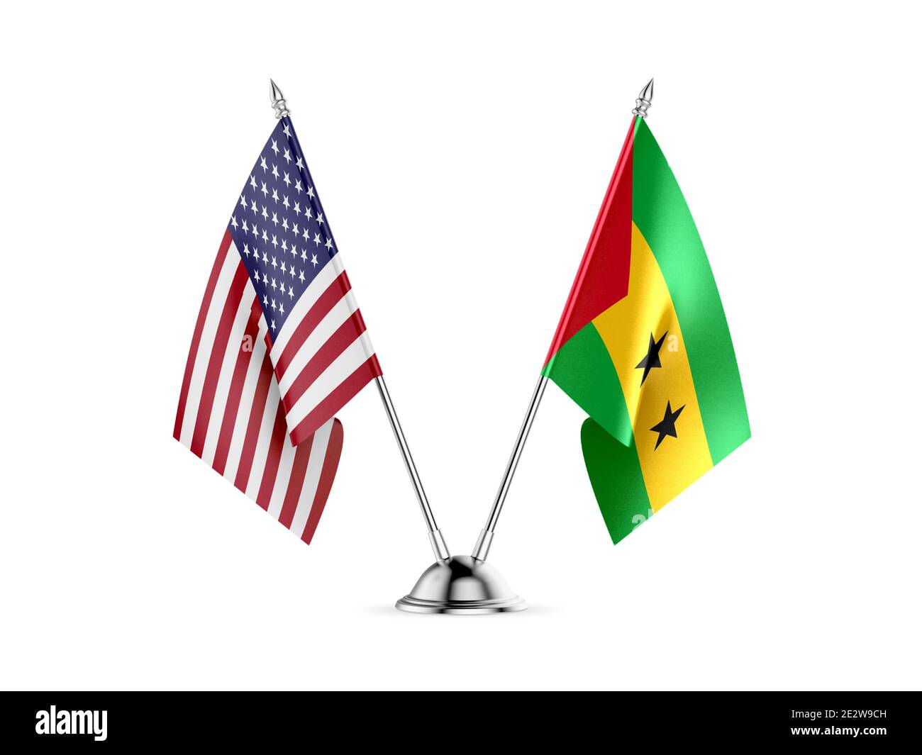 24 drapeaux, United States America et Sao Tomé-et-Principe, isolé sur fond blanc. Image 3D Banque D'Images