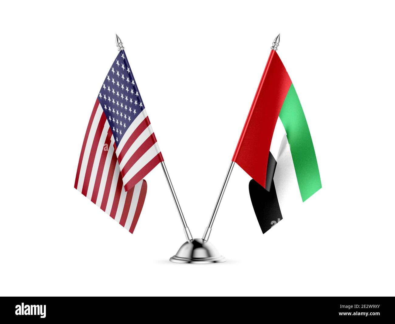 24 drapeaux, United States America et Emirats Arabes Unis, isolé sur fond blanc. Image 3D Banque D'Images