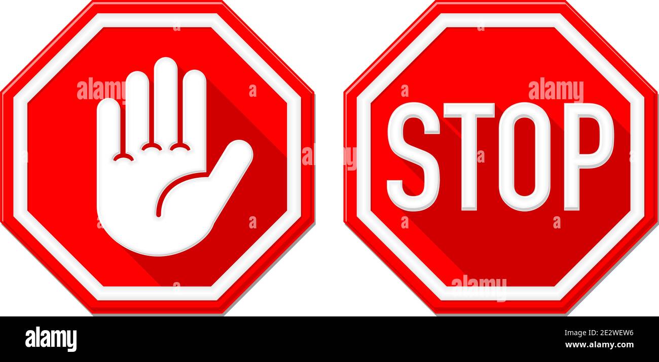 Panneaux de signalisation simple rouge à estragon avec texte et symbole ou icône représentant une grosse main. Vecteur sur fond transparent Illustration de Vecteur