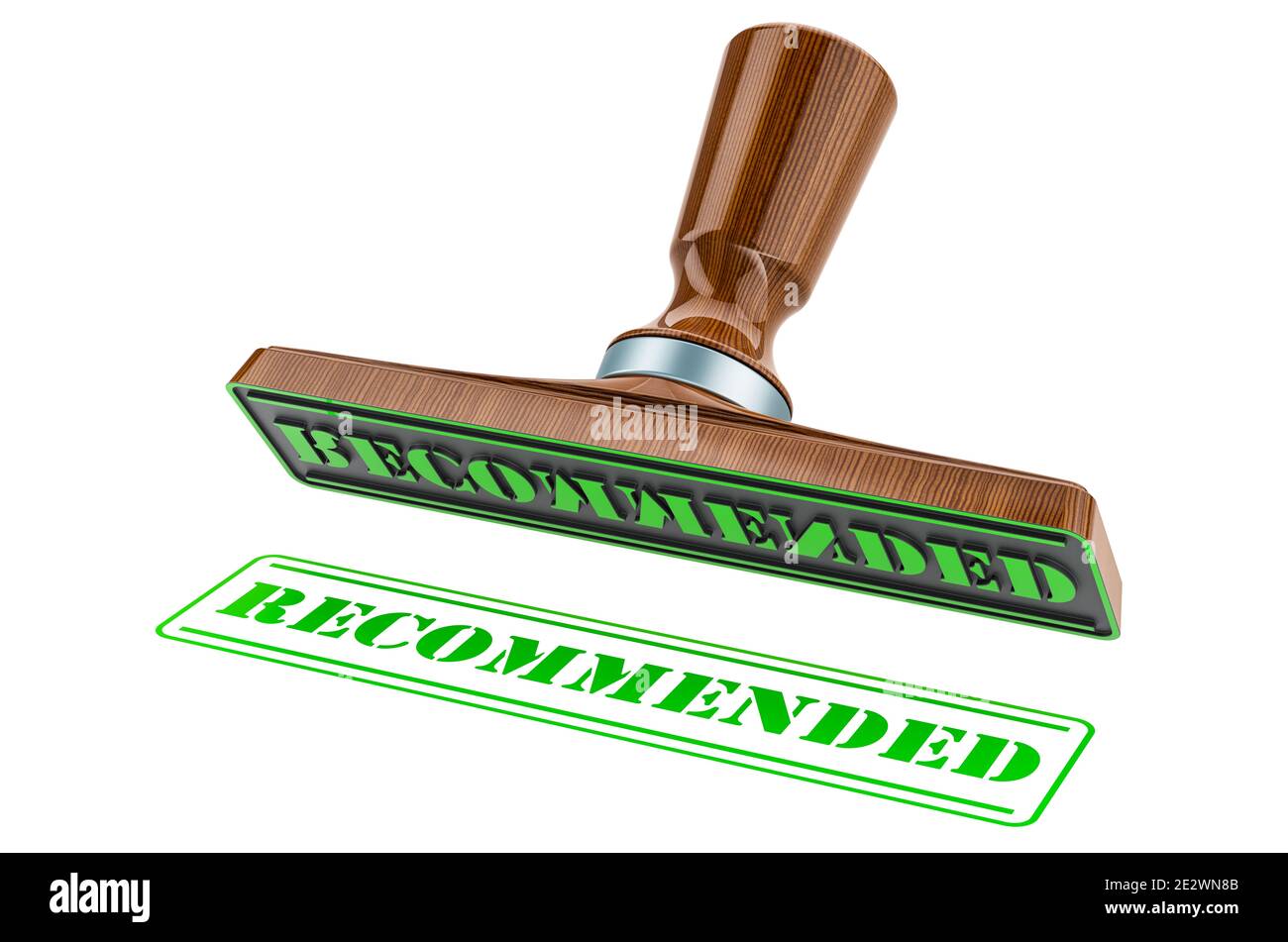 Tampon recommandé. Résistance en bois, joint avec texte recommandé, rendu 3D isolé sur fond blanc Banque D'Images
