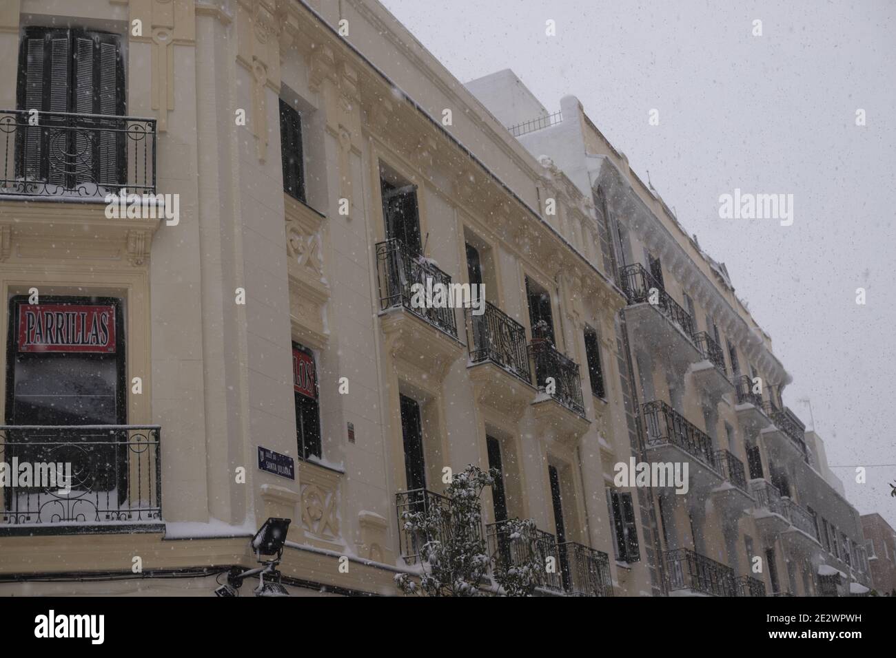 Tempête de neige à Madrid, Espagne en 2021 Banque D'Images