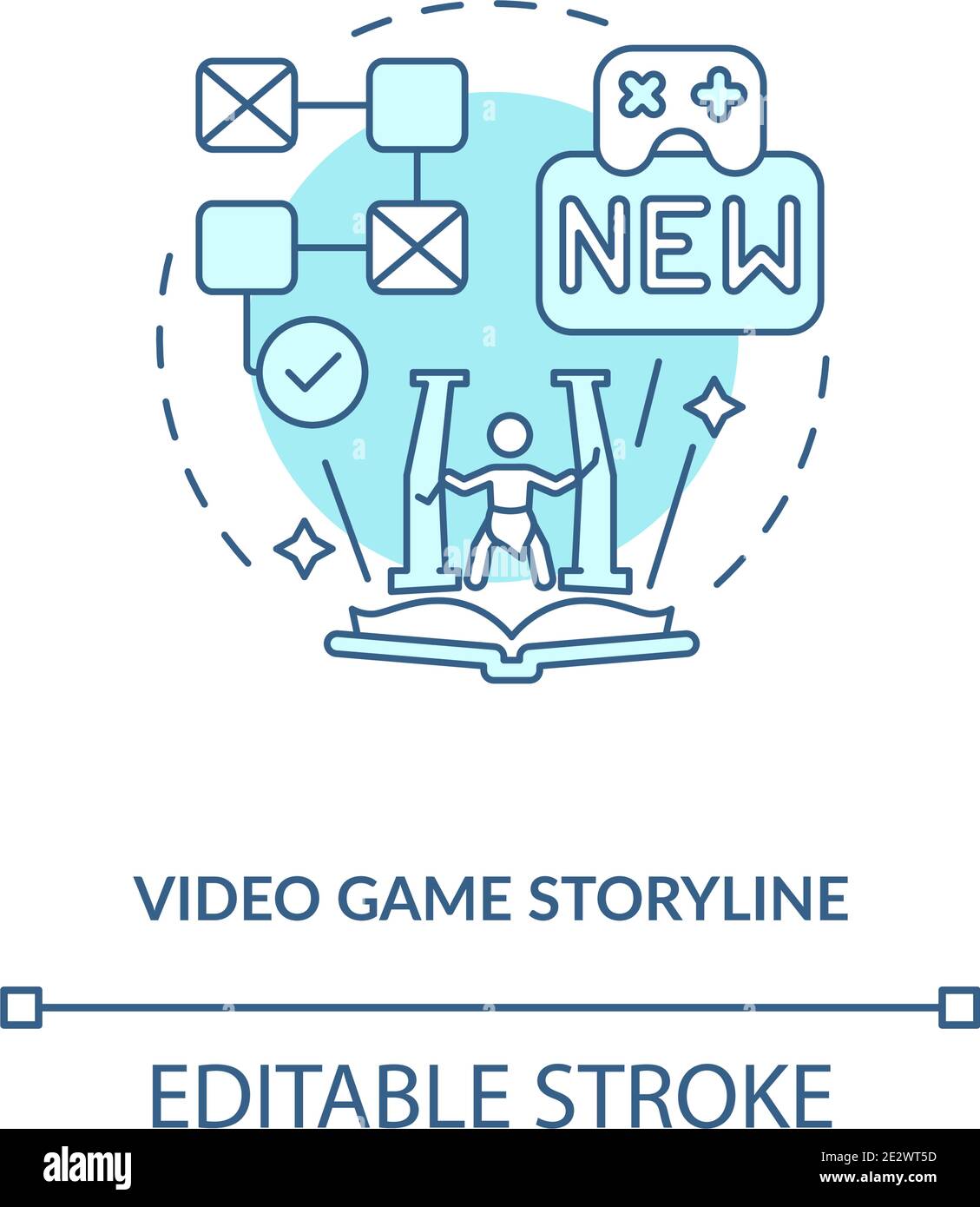 Icône de concept de scénario de jeu vidéo Illustration de Vecteur