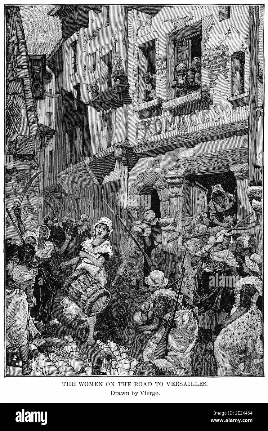 Les femmes sur la route de Versailles, histoire du monde de Ridpath, Volume III, par John Clark Ridpath, LL. D., Merrill & Baker Publishers, New York, 1897 Banque D'Images