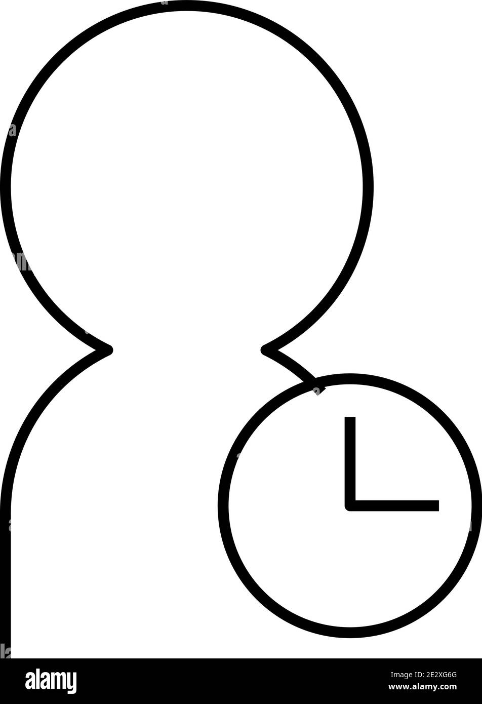 Lead, user ou person - icône moderne de ligne fine avec le symbole de l'horloge dans le coin inférieur droit. Illustration vectorielle noire simple. Illustration de Vecteur