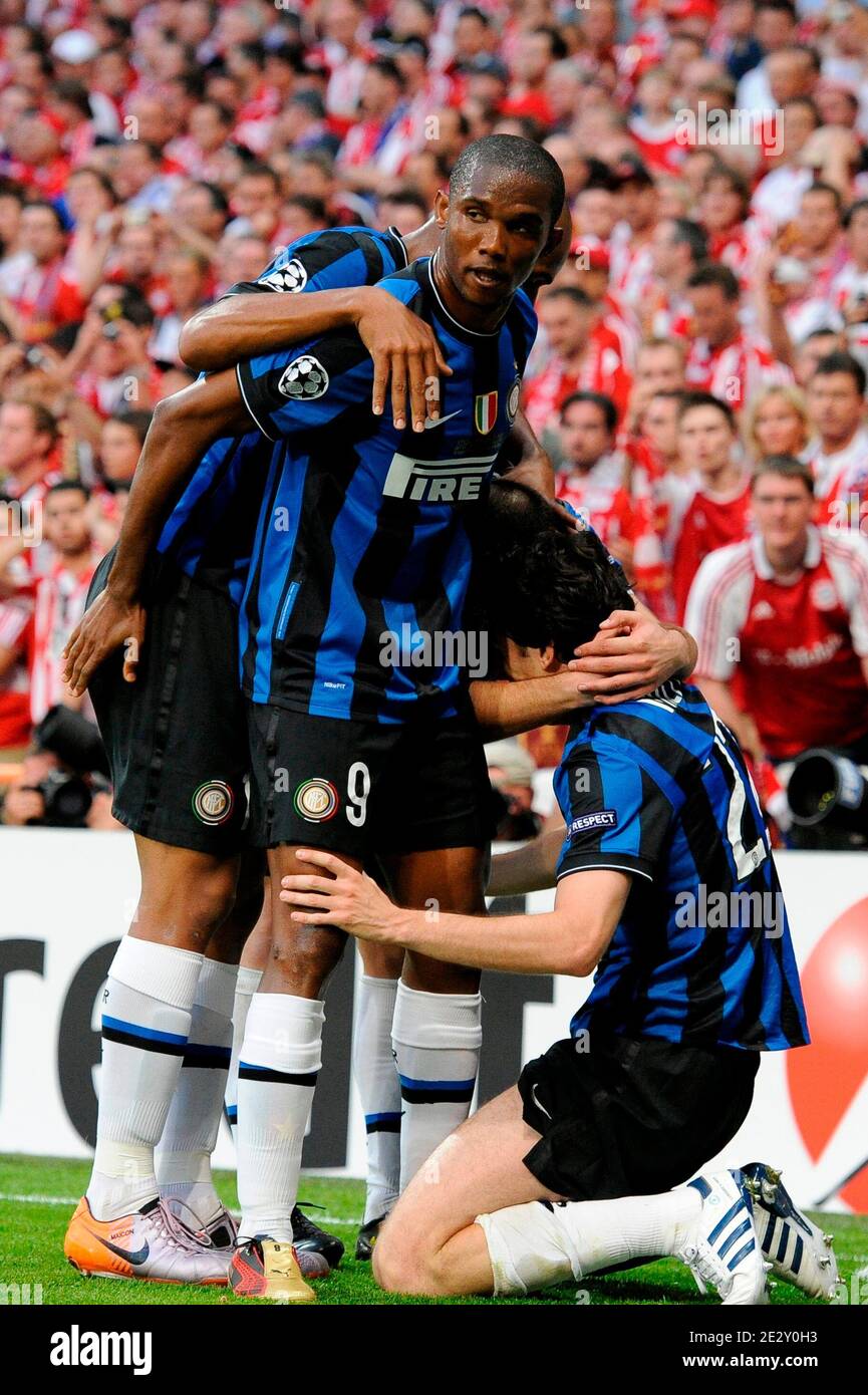 Diego Milito, de l'Inter Milan, a remporté le match de football final de la  Ligue des champions de 1-0, Inter Milan contre Bayern Munich à Madrid,  Espagne, le 22 mai 2010. Inter