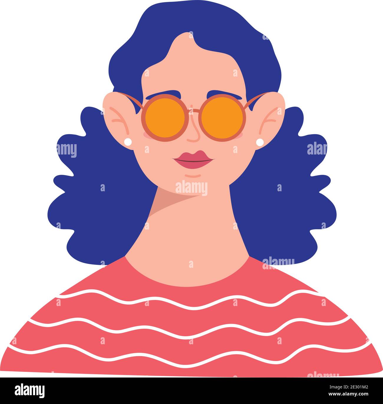 jeune femme avec des cheveux bleus et des lunettes de soleil avatar  caractère Image Vectorielle Stock - Alamy