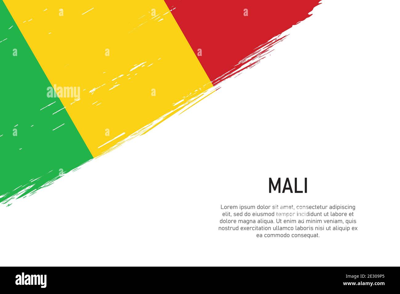 Grunge stylisé pinceau contour fond avec drapeau du Mali. Modèle pour bannière ou affiche. Illustration de Vecteur