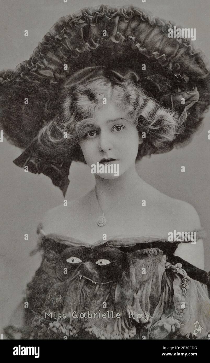 Gabrielle Ray (actrice anglaise) - carte postale Tuck 'Silverette' - cachet postal Kettering (Angleterre) 10 nov 1904, restaurée à partir de la carte postale originale par le photographe du Montana Banque D'Images