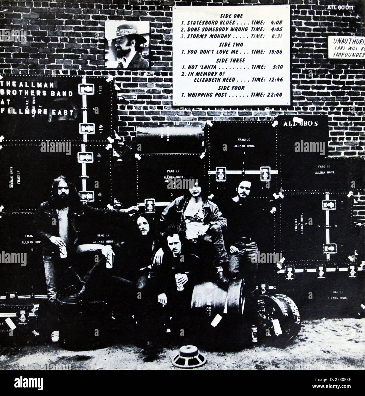 The Allman Brothers Band: 1971. Live double LP couverture arrière: At Fillmore East Banque D'Images