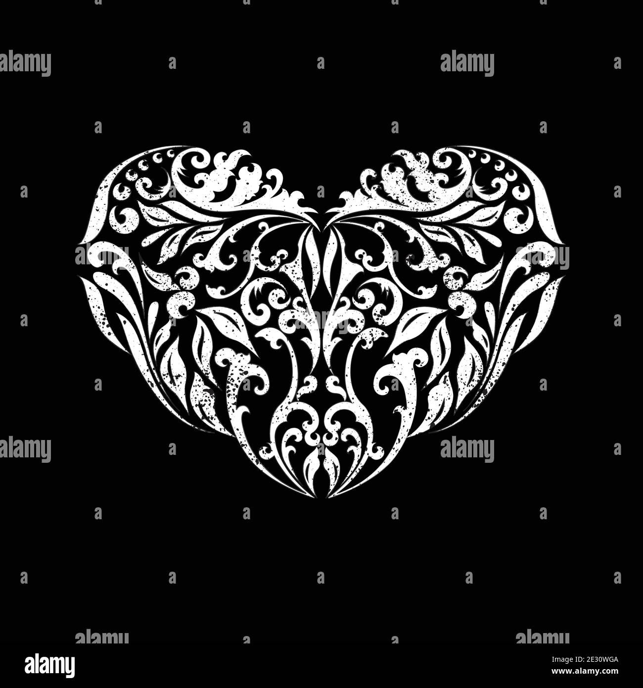 Cœurs de Saint-Valentin floral noir Illustration de Vecteur