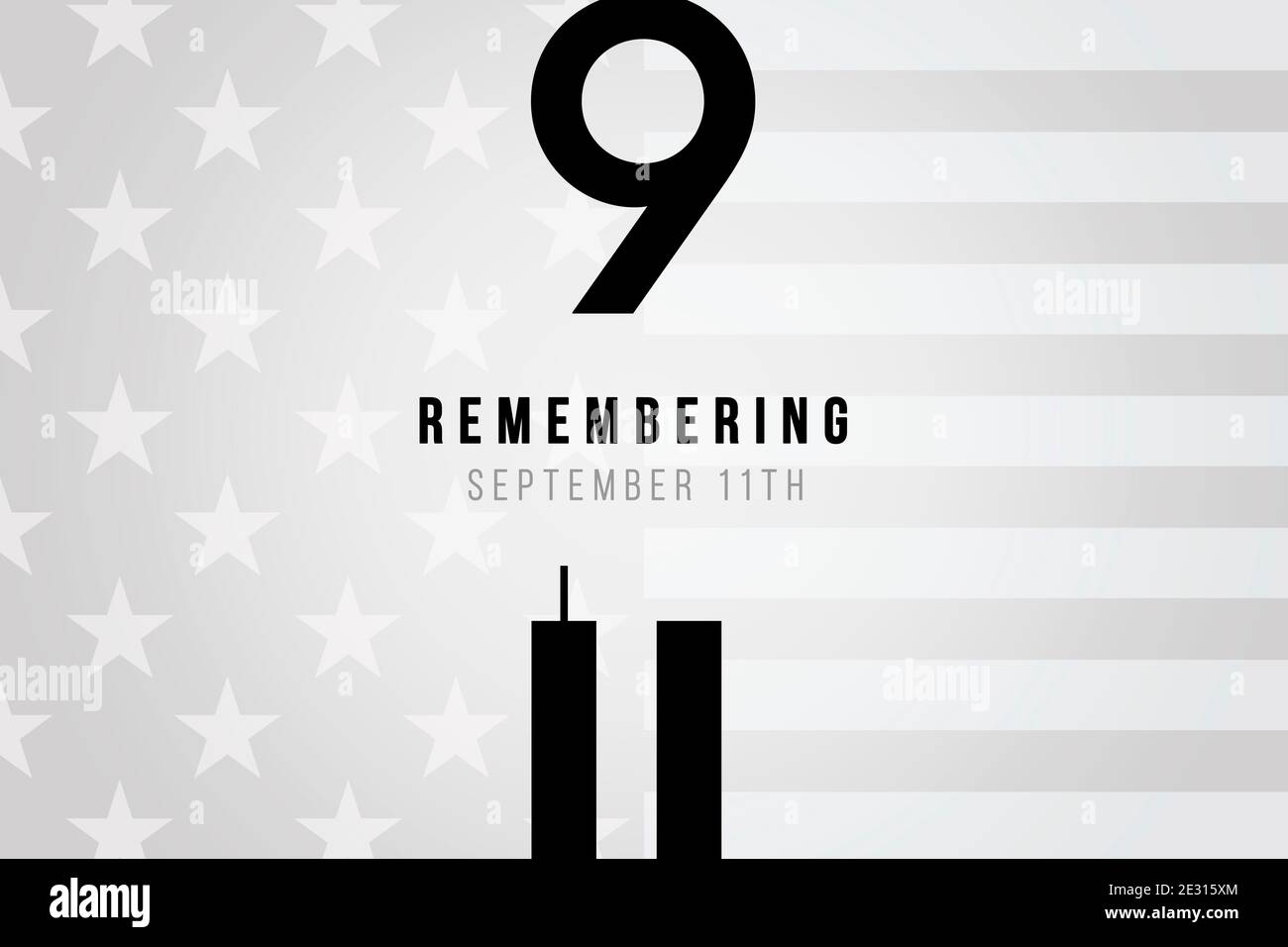Rappelez-vous 9 11, Patriot Day. Se souvenir de l'attentat terroriste du 11 septembre 2001. Illustration des tours jumelles Banque D'Images