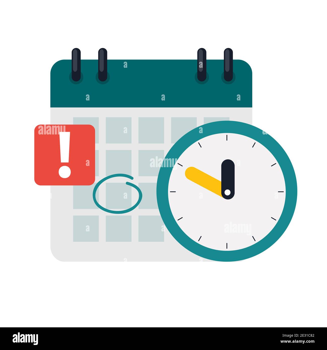 Concept de gestion de l'heure avec la date du calendrier et l'icône de  l'horloge. Illustration Photo Stock - Alamy