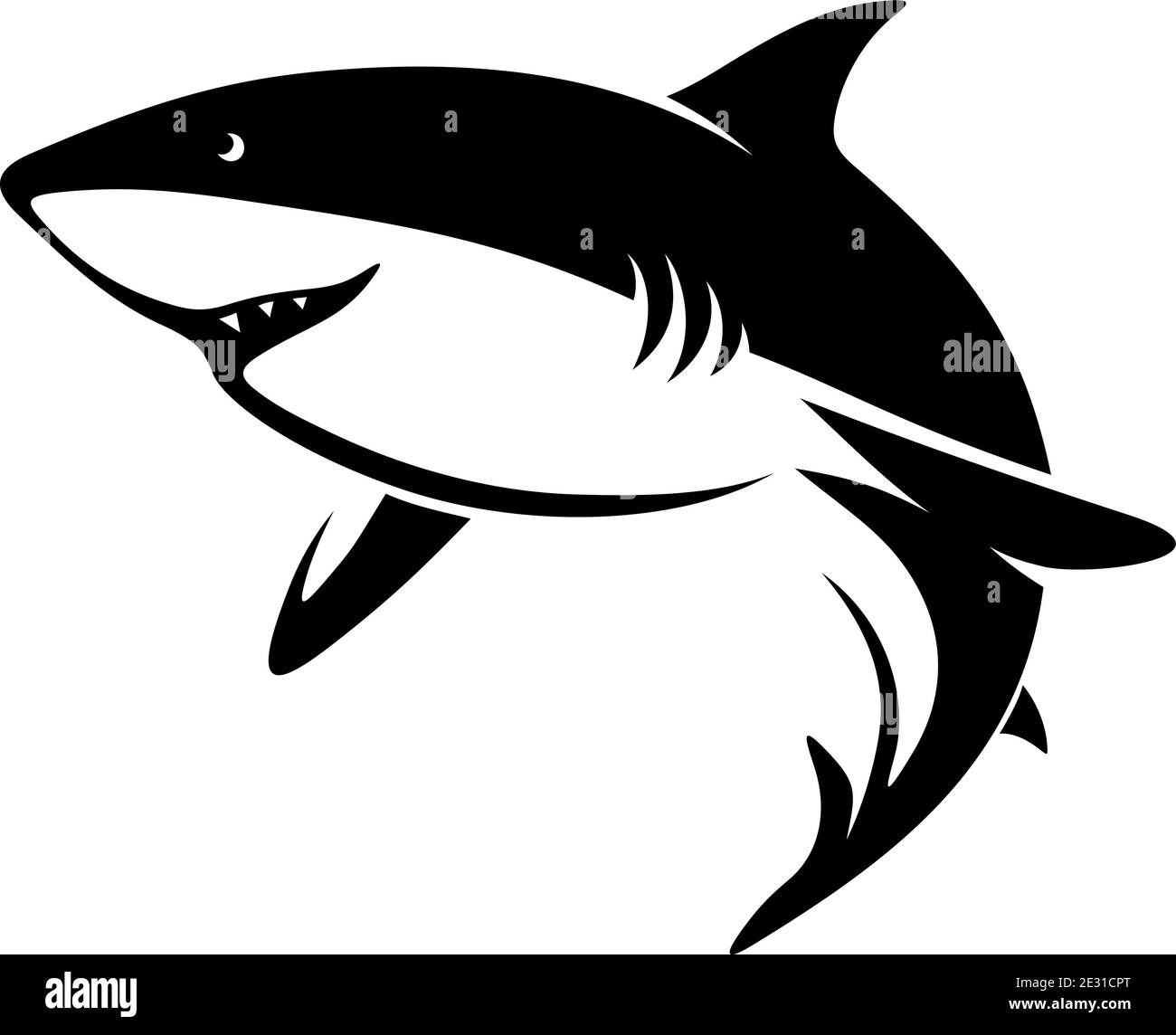 Silhouette noire vectorielle d'un requin. Illustration de Vecteur