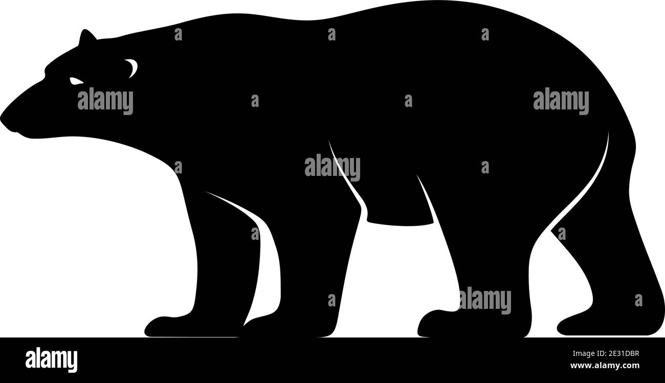 Silhouette noire vectorielle d'un ours polaire isolé sur un fond blanc. Illustration de Vecteur