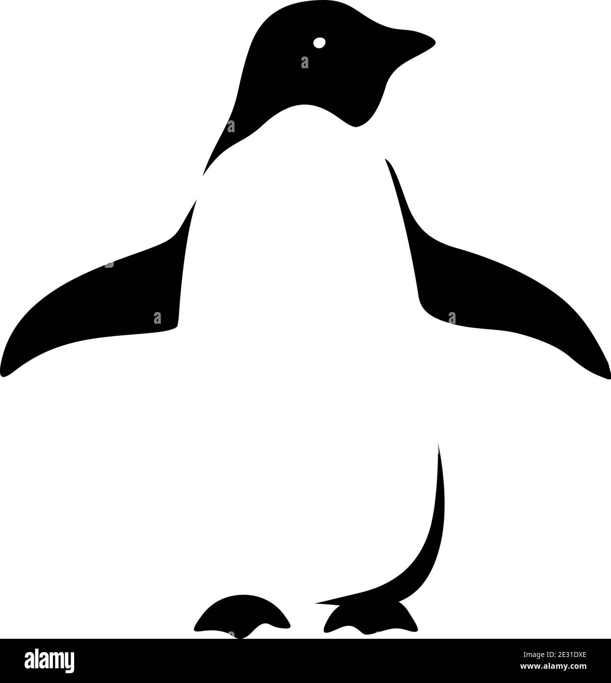 Illustration vectorielle noir et blanc d'un pingouin. Illustration de Vecteur