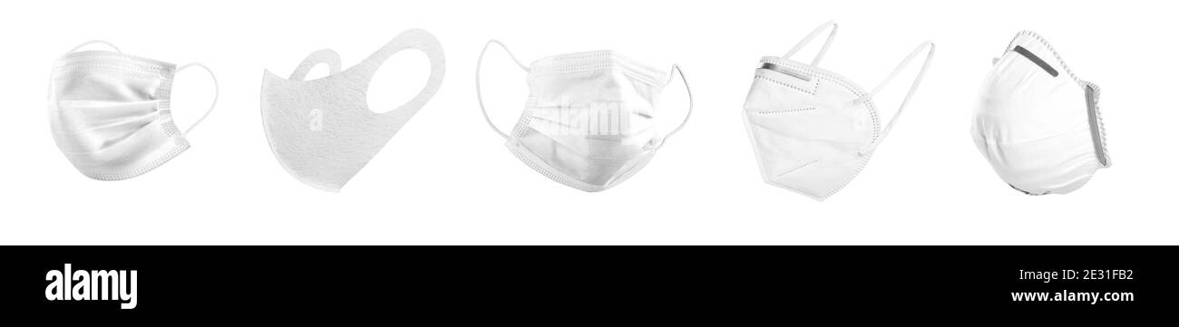 Masque chirurgical typique pour couvrir la bouche, le nez. Concept de protection contre le coronavirus. Banque D'Images