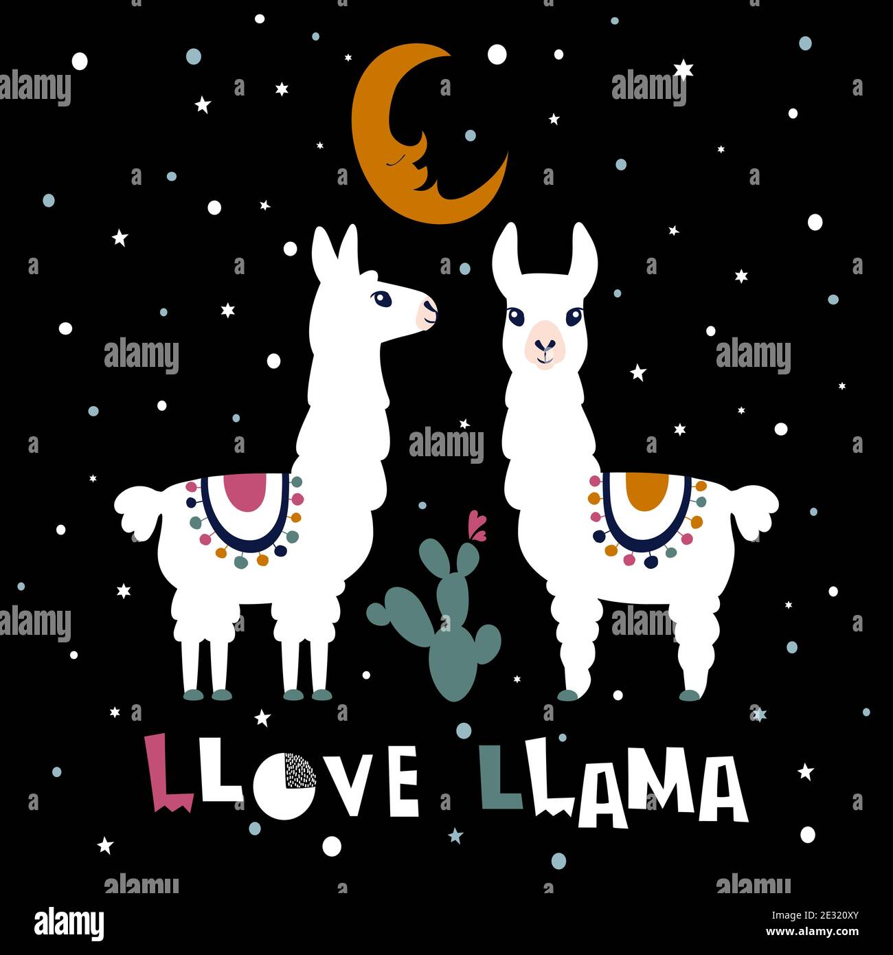 Llama Alpaca. Carte de lama d'amour. Illustration vectorielle Illustration de Vecteur