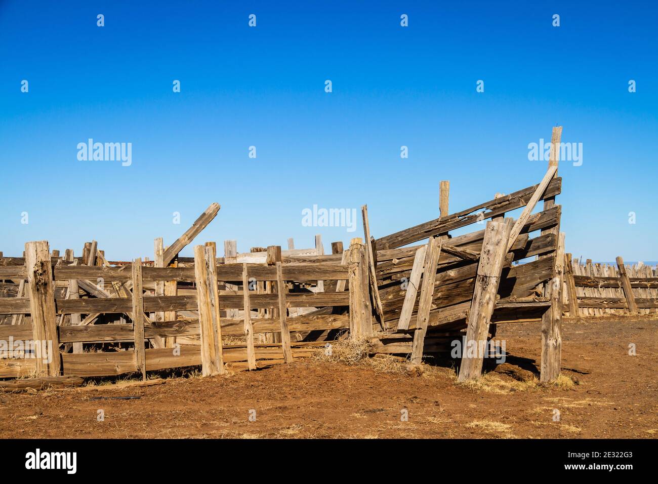 Un vieux corral de bétail dans le désert de l'Arizona. Banque D'Images