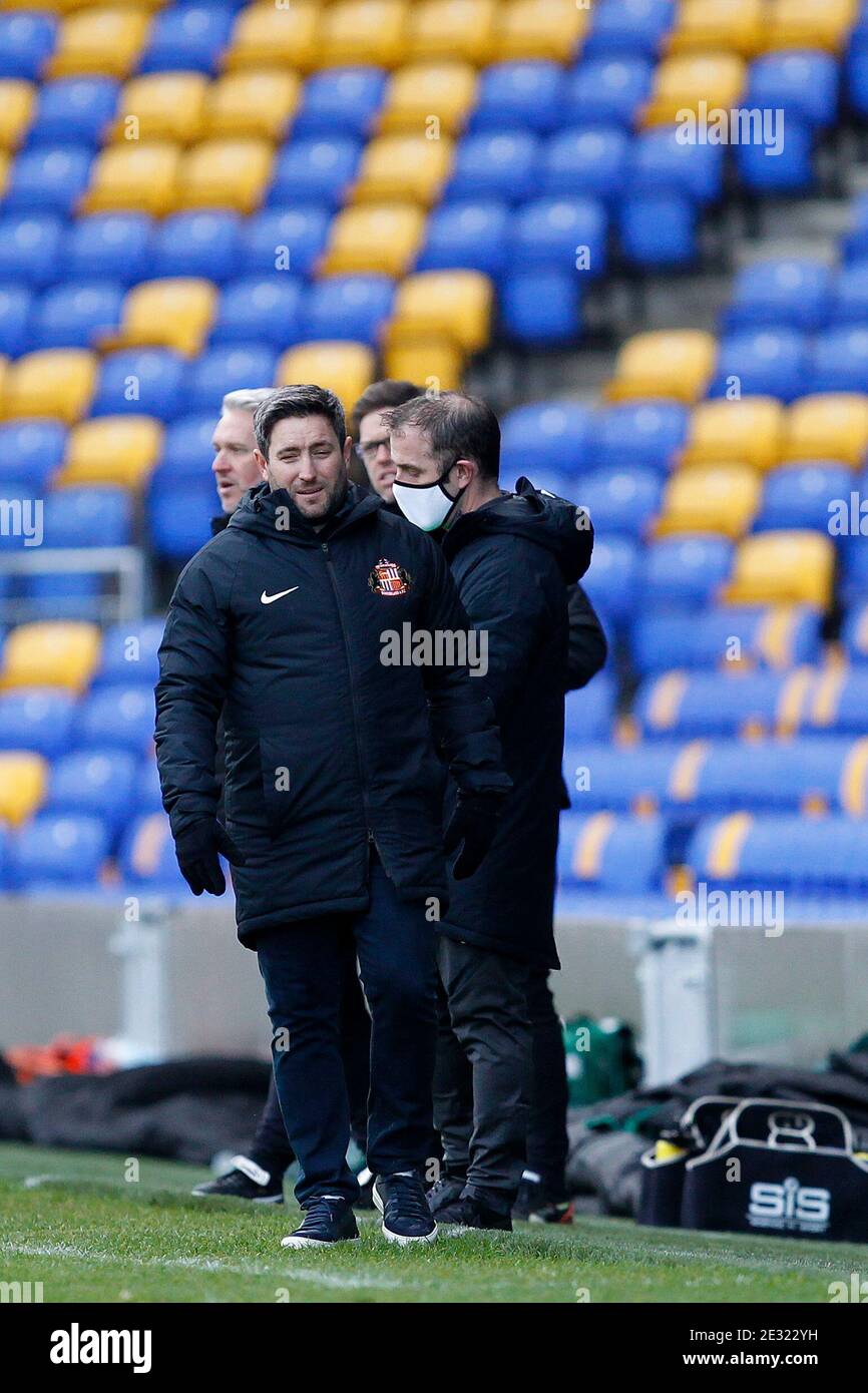 Wimbledon, Royaume-Uni. 16 janvier 2021. Le Manager de Sunderland, Lee Johnson, lors du match à huis clos de la Sky Bet League 1 entre AFC Wimbledon et Sunderland à Plough Lane, Wimbledon, Angleterre, le 16 janvier 2021. Photo de Carlton Myrie/Prime Media Images. Crédit : Prime Media Images/Alamy Live News Banque D'Images