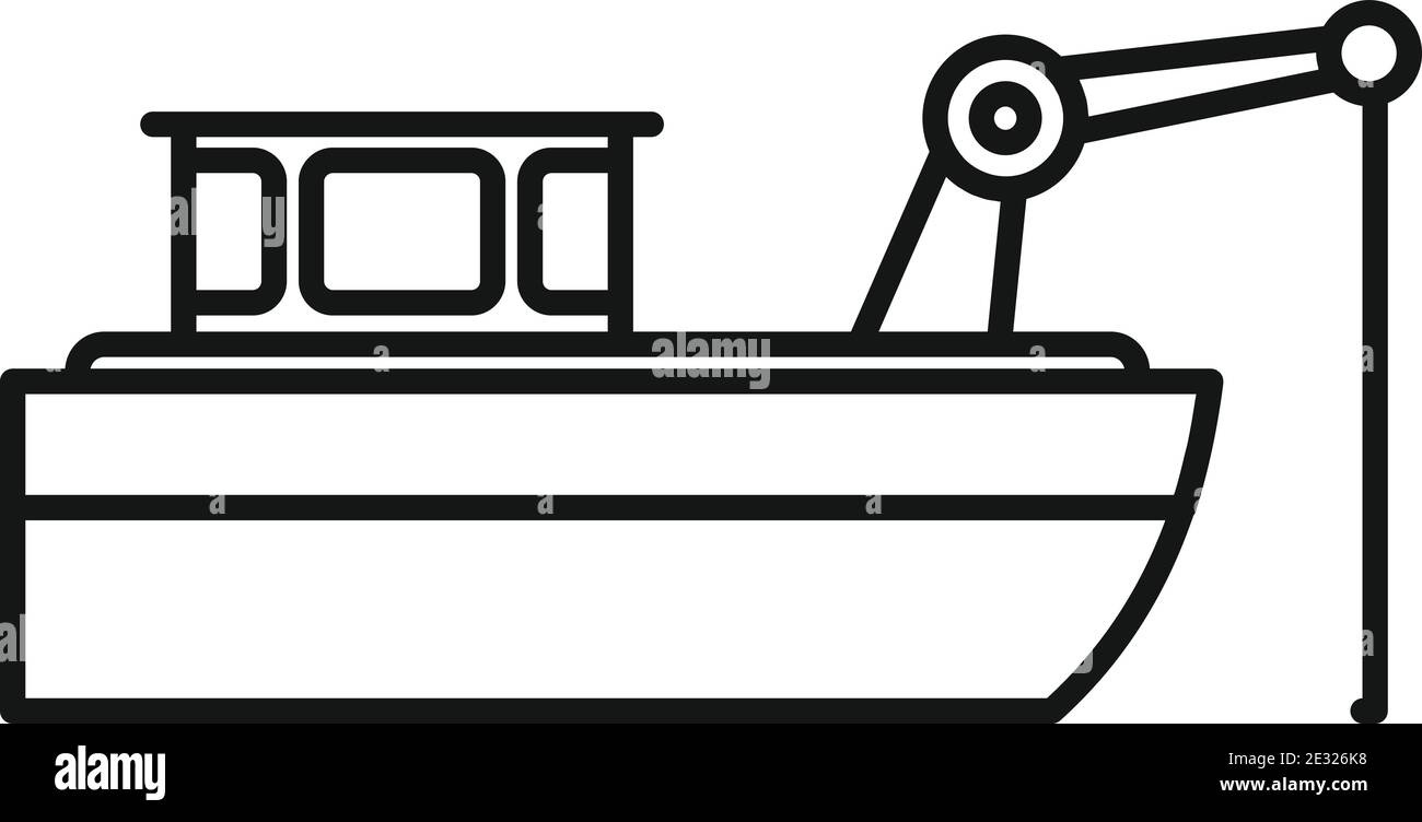 Icône de bateau de pêche, style de contour Illustration de Vecteur