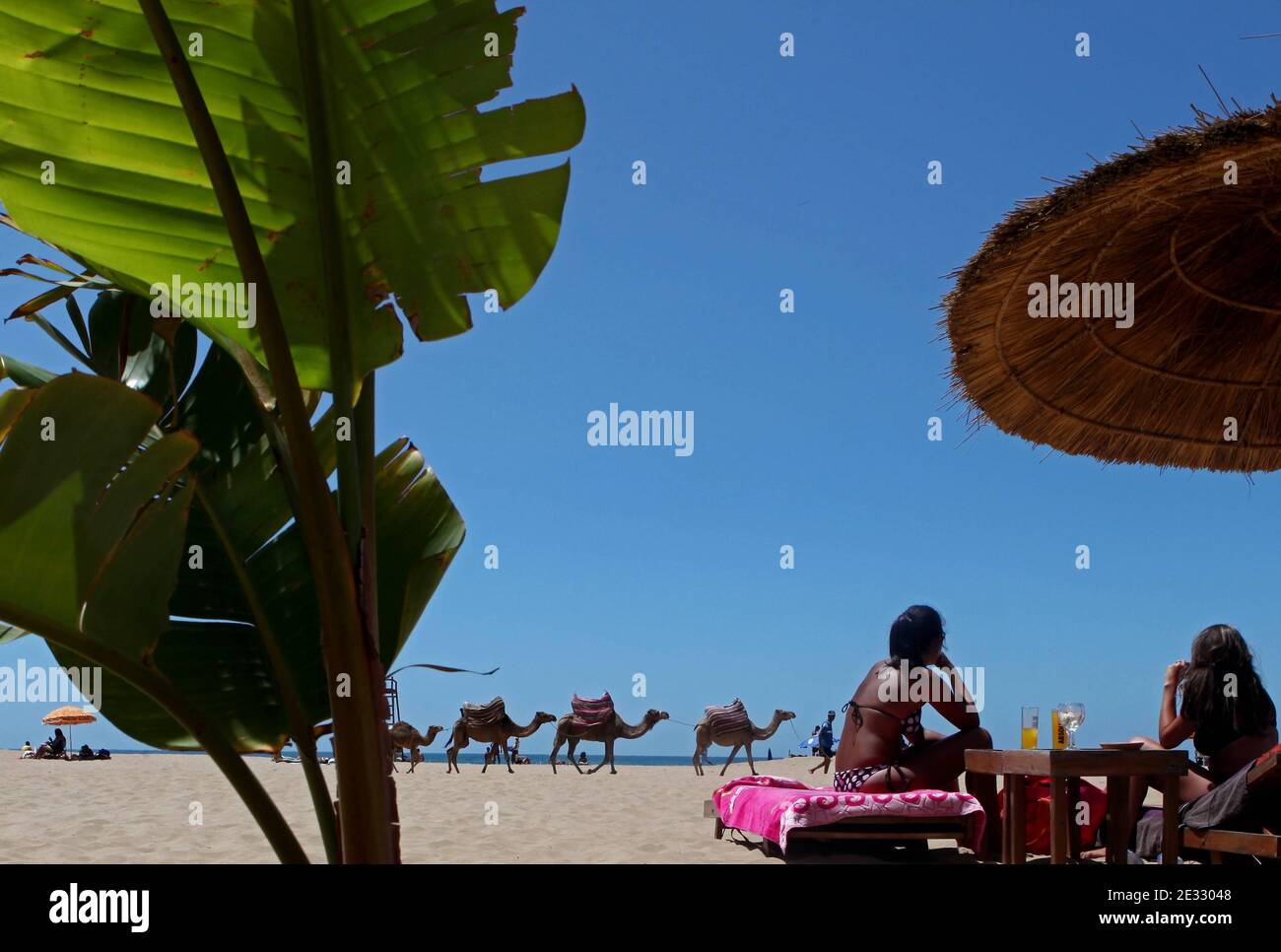 La plage Sidi Kacem, en face du restaurant Ocean, Tanger, Maroc, juillet 2010. Photo de Stephane Lemouton/ABACAPRESS.COM Banque D'Images