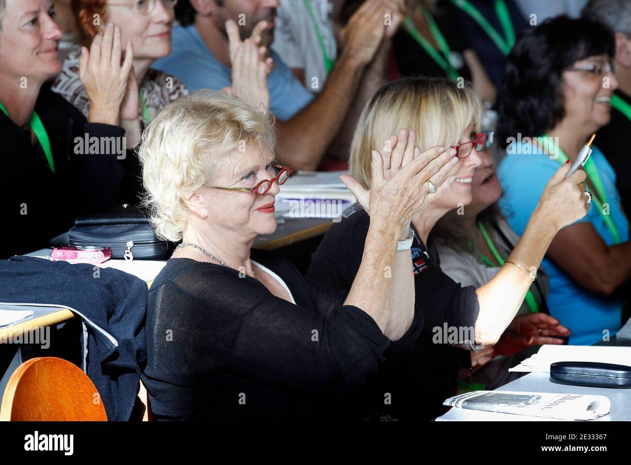 EVA Joly est photographiée le dernier jour de l'Université d'été des Verts et de l'Europe-Ecologie, le 21 août 2010 à Nantes, dans l'ouest de la France. Photo de Patrick Bernard/ABACAPRESS.COM Banque D'Images