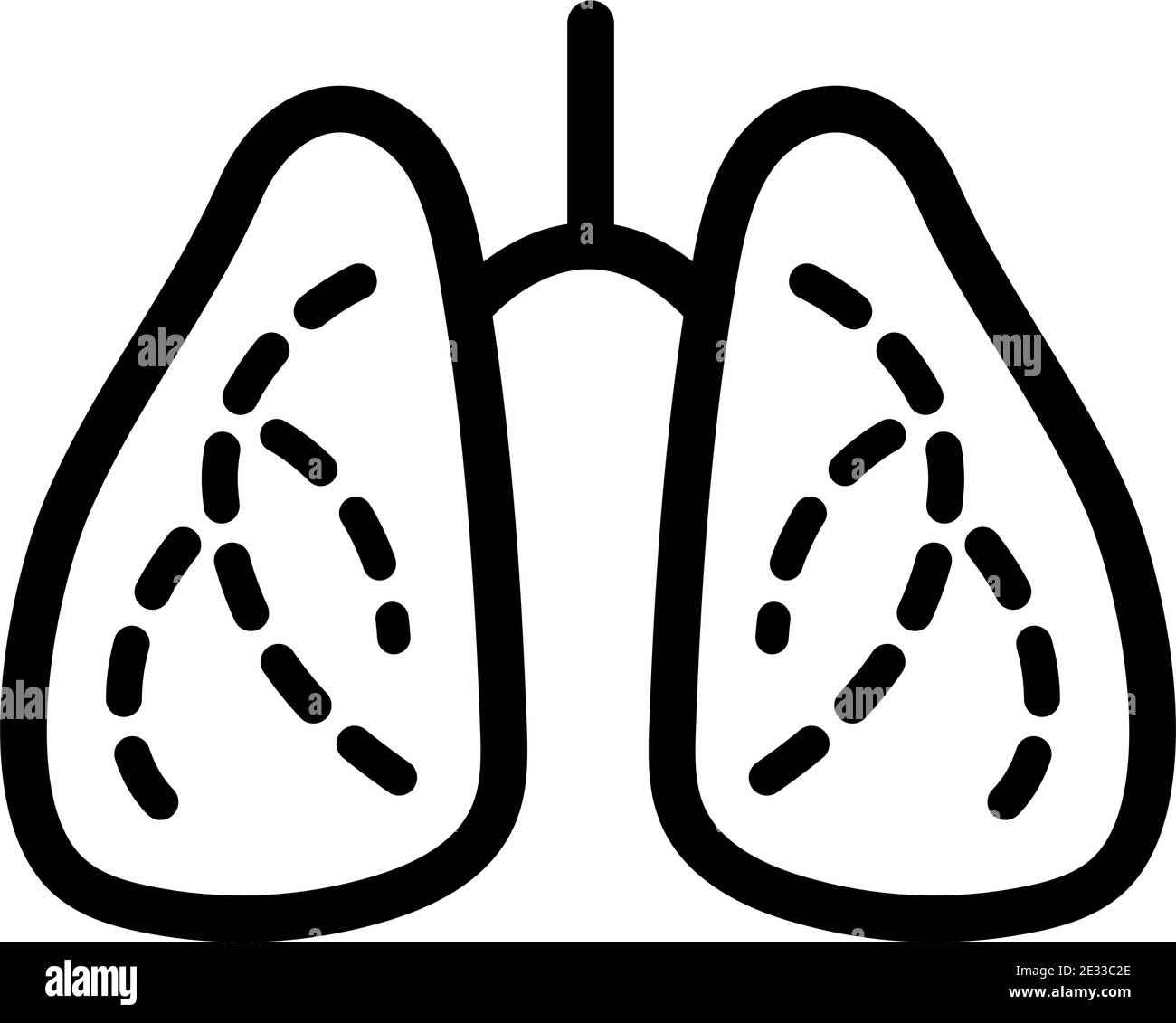 Icône poumons en style contour isolé sur fond blanc. Vecteur de stock de symbole d'organes. Illustration de Vecteur