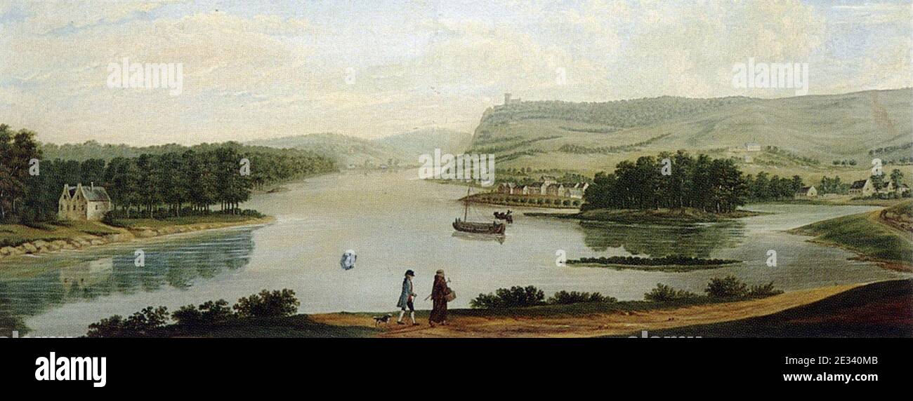 Maastricht, Maas en St-Pietersberg (V d Heuvel, ca 1790). Banque D'Images