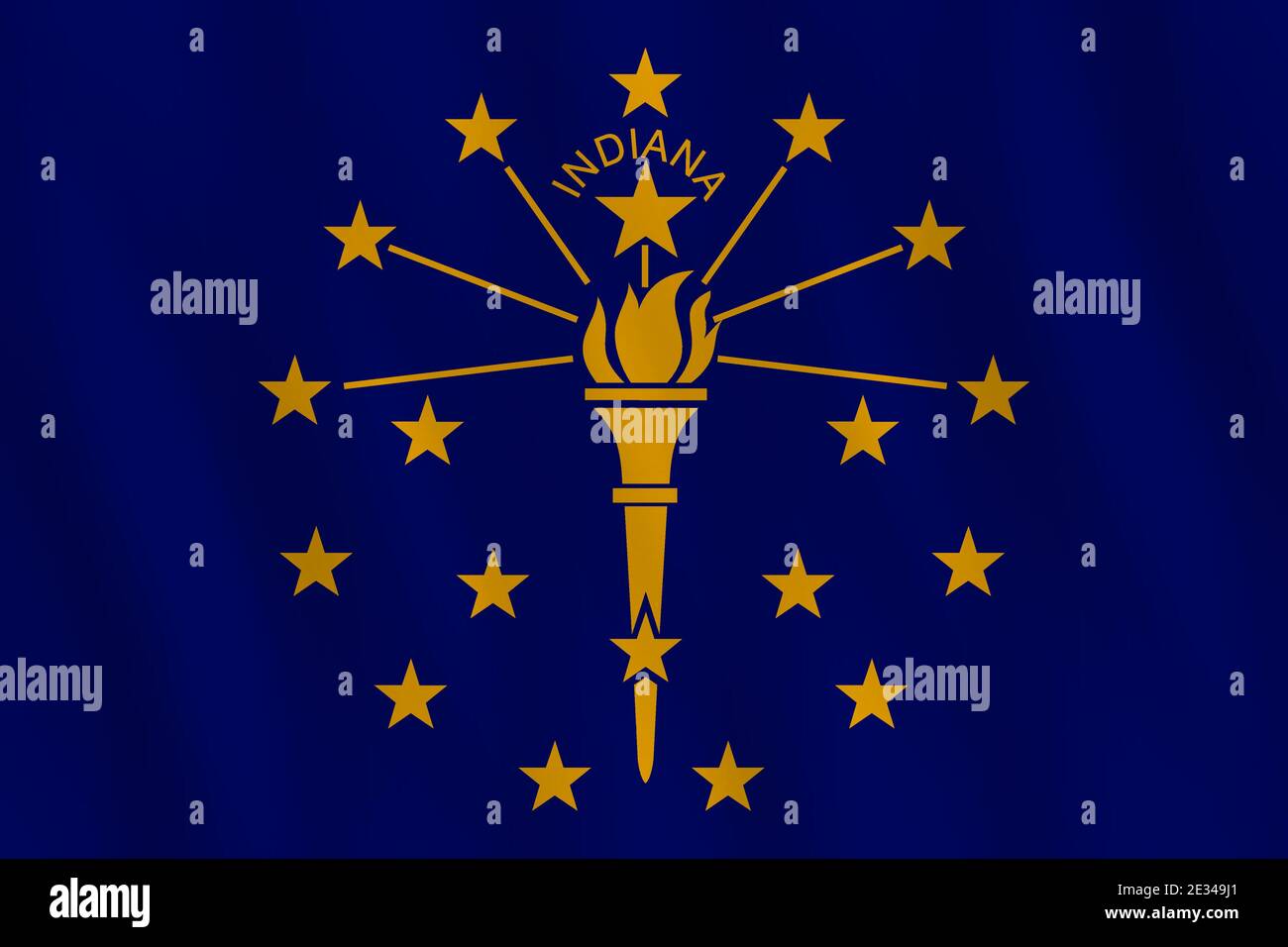 Drapeau de l'État américain de l'Indiana avec effet de tissage, proportion officielle. Illustration de Vecteur