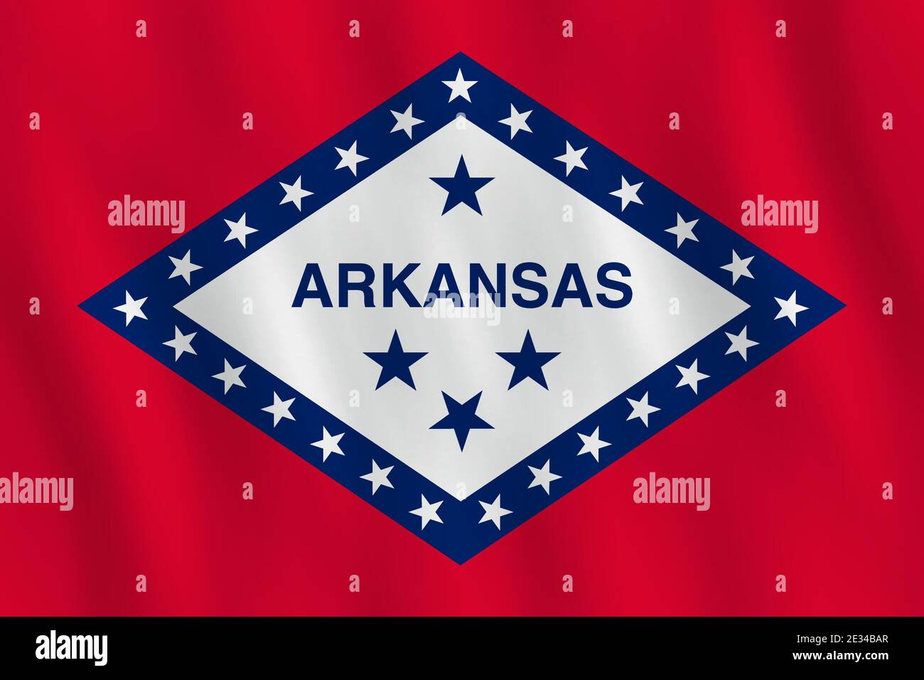 Drapeau de l'état américain de l'Arkansas avec effet de tissage, proportion officielle. Illustration de Vecteur