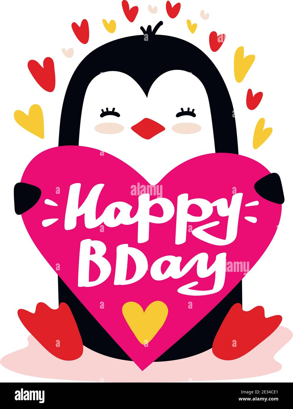 Carte D Anniversaire Avec Joli Pingouin De Personnage Avec Coeur Dans Les Pattes Element Vectoriel Isole Sur Blanc Image Vectorielle Stock Alamy