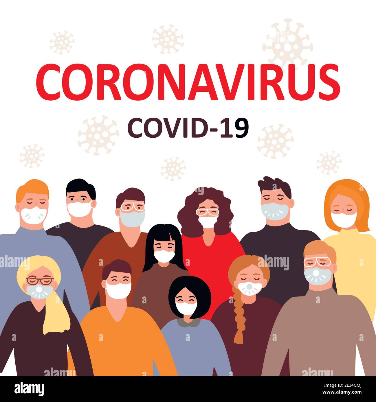 Collection de personnes dans les masques de protection du visage et les lunettes de protection. Ensemble d'hommes et de femmes qui portent une protection contre la pollution de l'air urbain, le smog, les vapeurs, les sondages Illustration de Vecteur