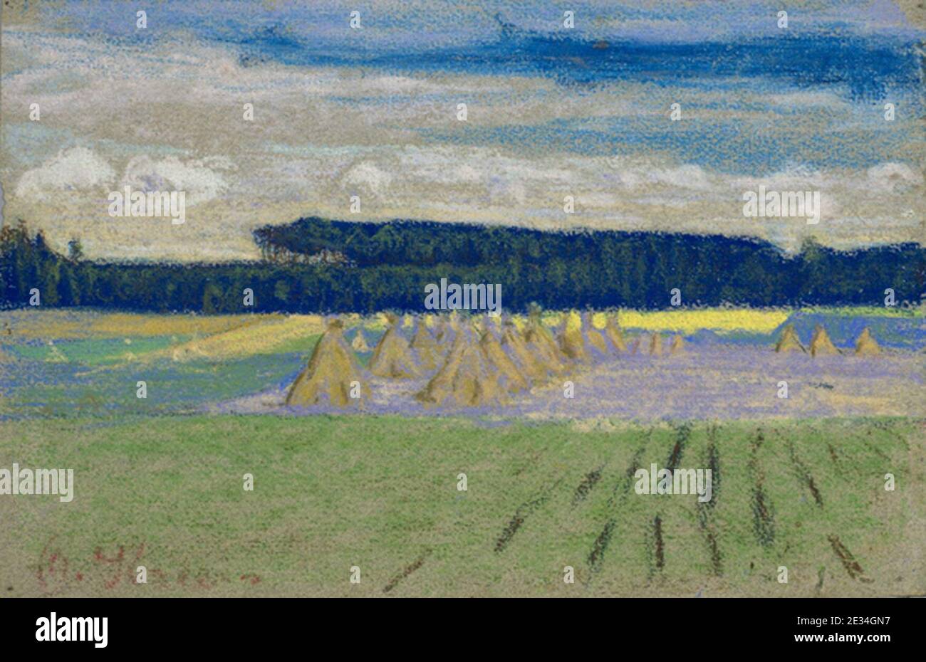 Maastik viljarõukudega, Oskar Kallis, Banque D'Images