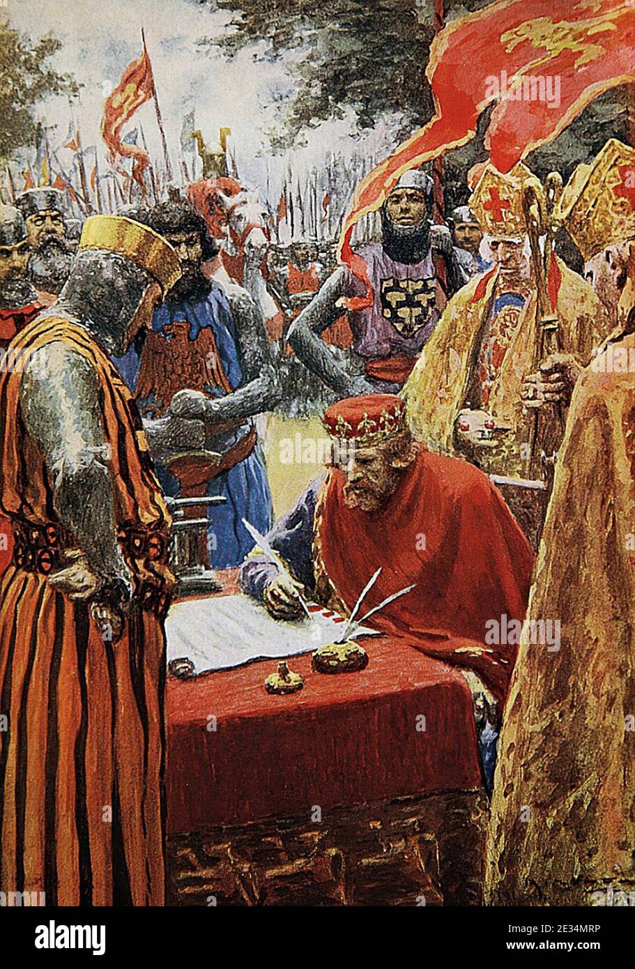 Magna Carta le roi John signe la Magna Carta à contrecœur par Michael, Arthur C (d 1945). Banque D'Images