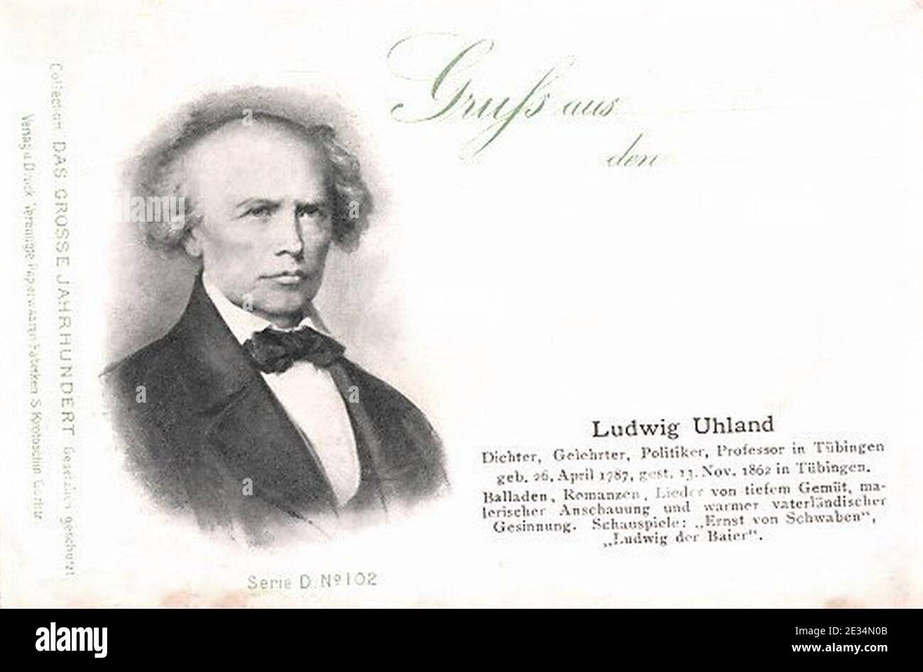 Ludwig Uhland (AK D102 VPWF S Krotoschin). Banque D'Images