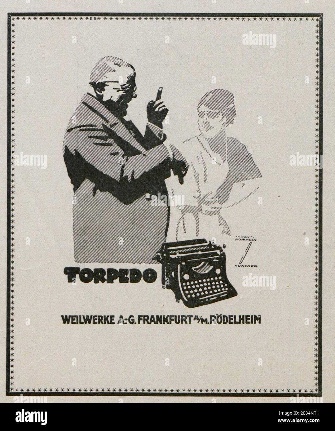 Ludwig Hohlwein - Torpedo Weilwerke AG, 1924. Banque D'Images