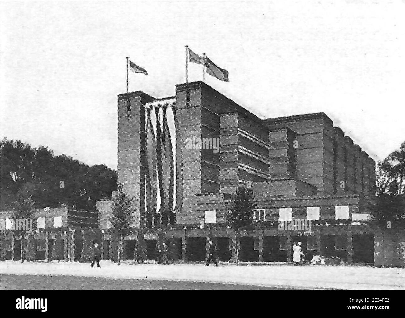 Magdeburg Stadthalle Eingangsseite. Banque D'Images