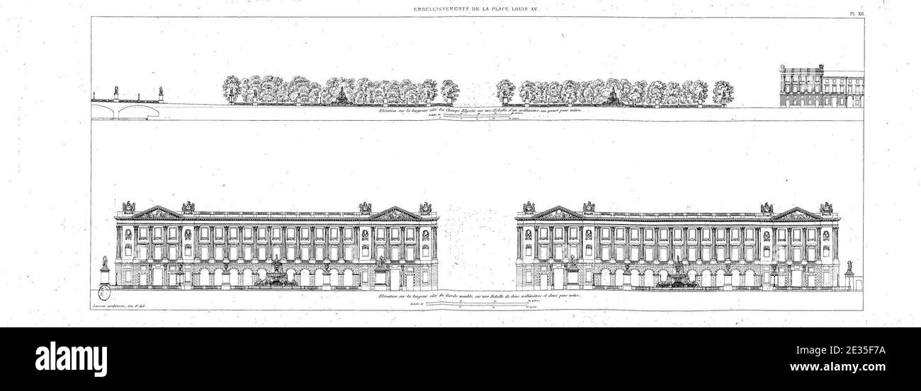 Lusson - projets de tente fontaines pour l’embellissement de la ville de Paris, planche 12. Banque D'Images